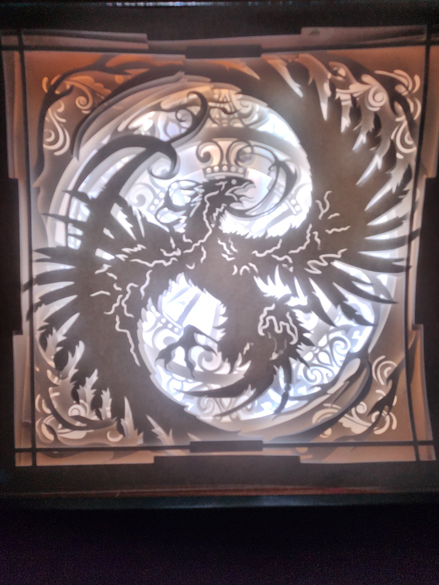 Phoenix Rising Lighted Shadow box
